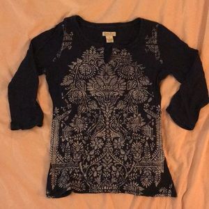 Lucky Brand printed 3/4 length sleeve shirt